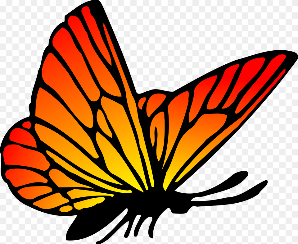 Red Orange Butterfly Vector Clipart Image, Animal, Insect, Invertebrate, Monarch Png