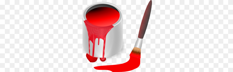 Red Paint Brush And Can Clip Art, Device, Paint Container, Tool, Food Free Png