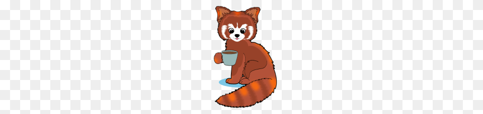 Red Panda With Coffee Gift Cartoon Kawaii, Cup, Animal, Mammal, Wildlife Free Png