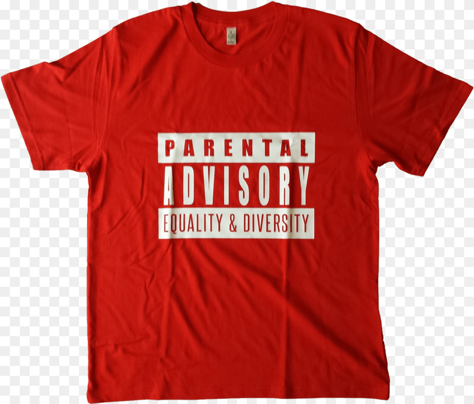Red Parental Advisory Shorty39s Skate, Clothing, Shirt, T-shirt Png Image
