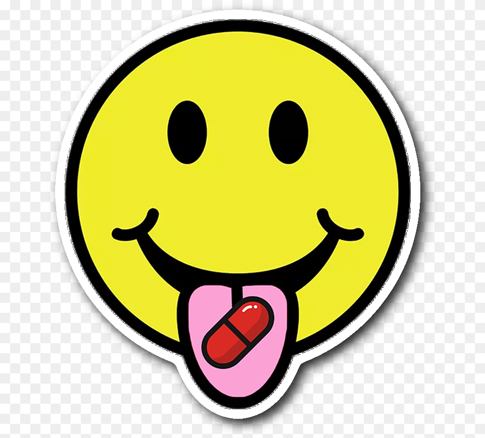 Red Pill Smiley Sticker Lsd Smiley Face, Banana, Food, Fruit, Plant Free Transparent Png
