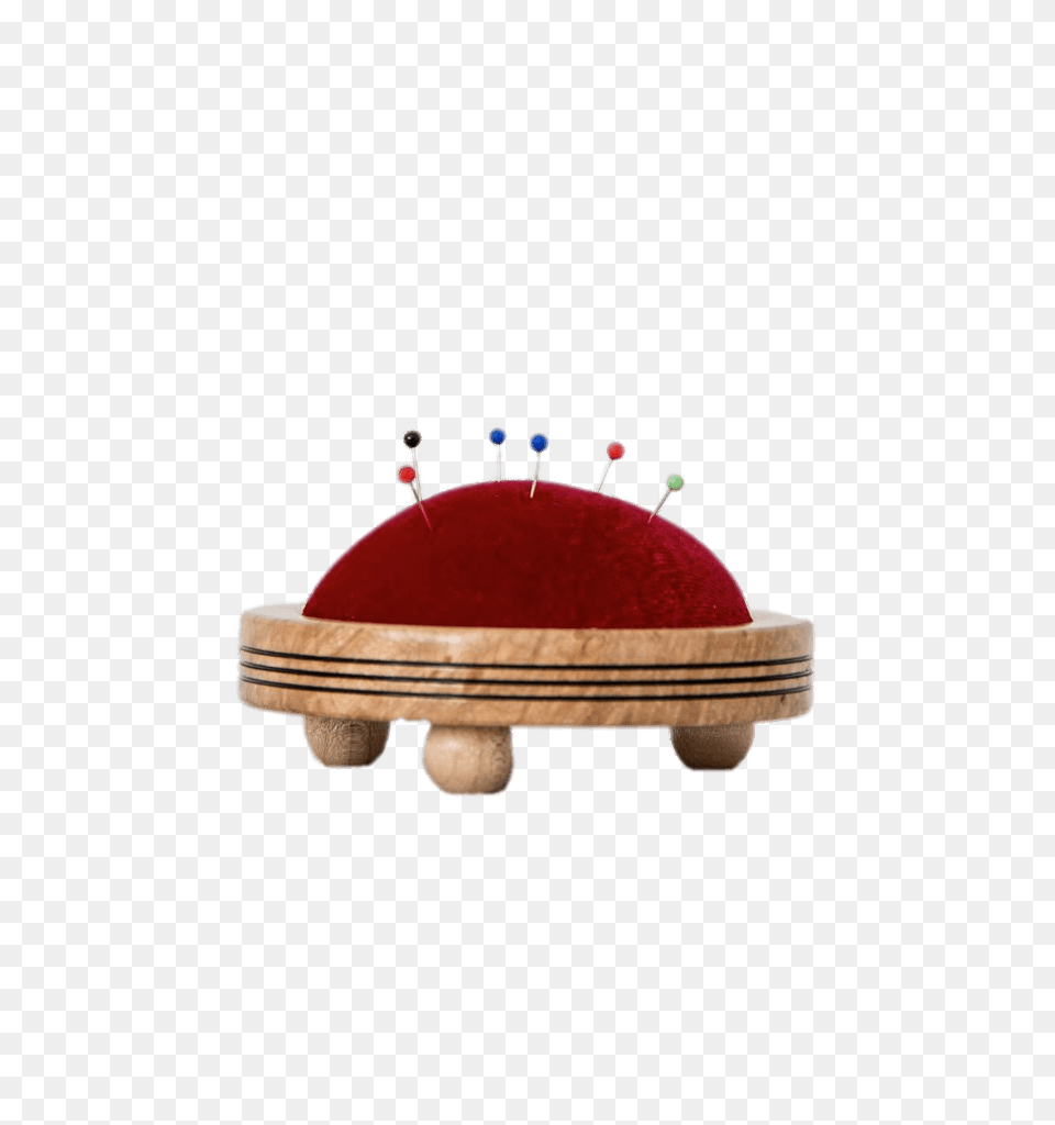 Red Pin Cushion On Wooden Stand Free Transparent Png