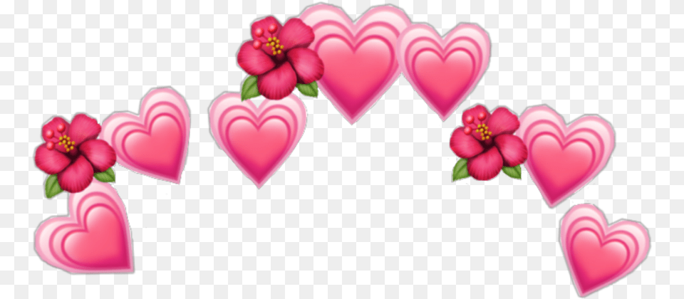 Red Pink Heart Crown Emoji Aesthetic Flower Emoji Crown Hearts, Petal, Plant Free Png Download