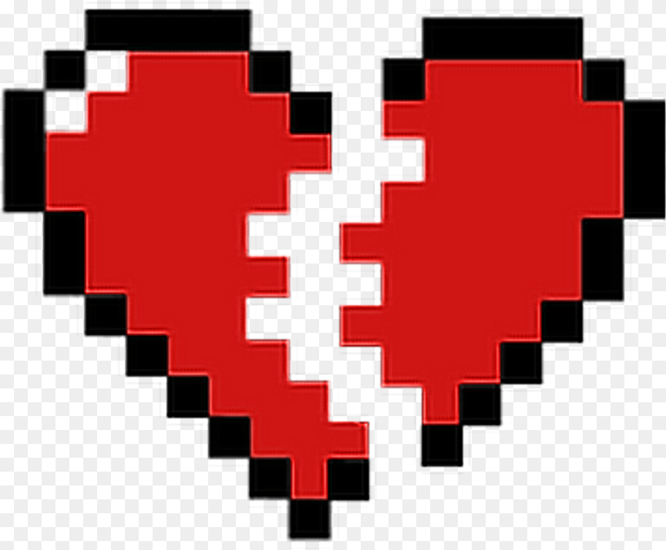 Red Pixelated Broken Heart Redheart Brokenheart Freetoe Pixel Heart Break, First Aid Png Image