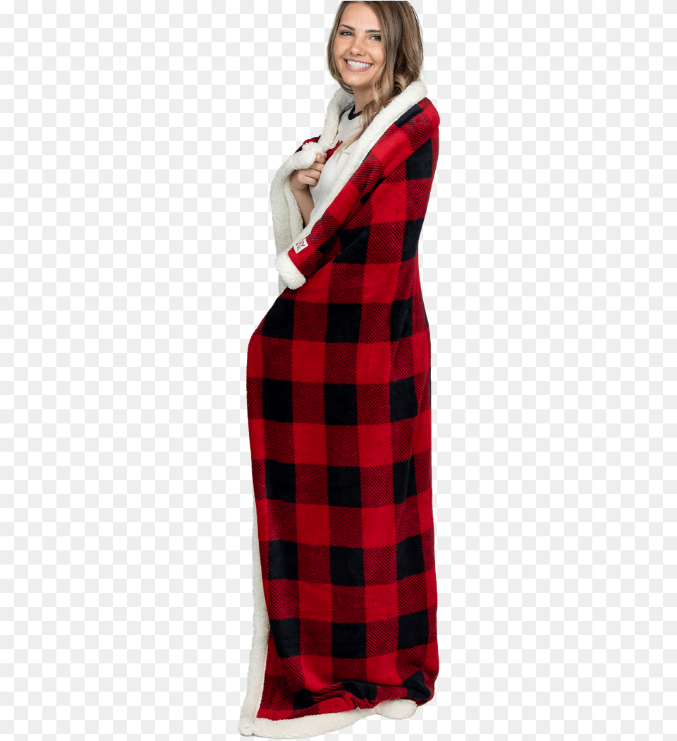 Red Plaid Sherpa Throw Blanket Plaid, Clothing, Coat, Hood, Face Png Image