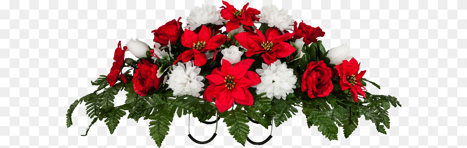 Red Poinsettia With White Mums And Roses Flowers For Death, Flower, Flower Arrangement, Flower Bouquet, Plant Png Image