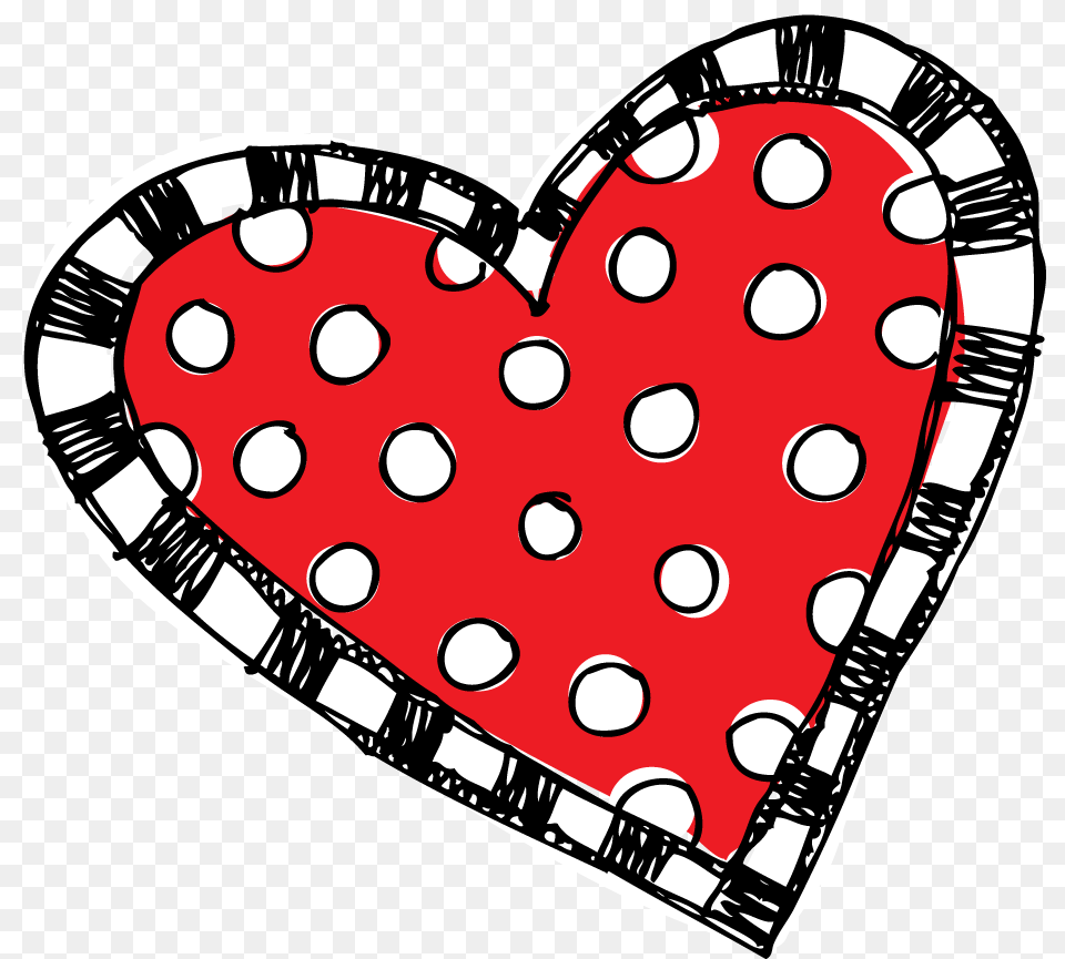 Red Polka Dot And Striped Heart Dots Heart, Pattern Free Png Download
