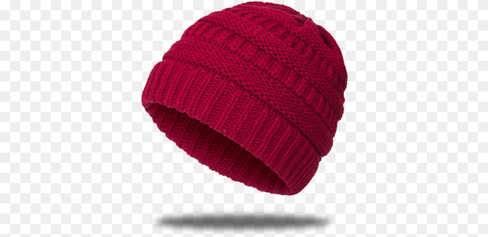 Red Ponytail Beanie With A Hole On Top Beanie, Cap, Clothing, Hat, Knitwear Png
