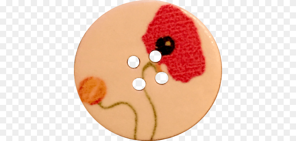 Red Poppy Flower On Light Wood Button 1516quot Poppy, Embroidery, Pattern, Stitch, Birthday Cake Free Transparent Png