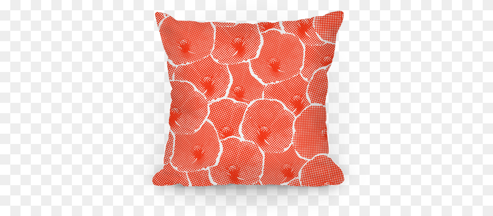 Red Poppy Flower Pattern Pillow Red Pillow Flowers Transparent, Cushion, Home Decor Png