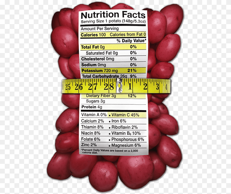 Red Potatoes Nutrition Label Many Calories In A Red Potato, Food, Produce, Text Png