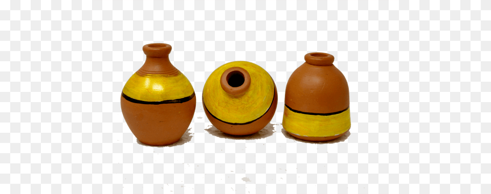 Red Pottery Miniature Decorative Bright Yellow Wblack Pottery, Jar, Cookware, Pot, Vase Free Png Download