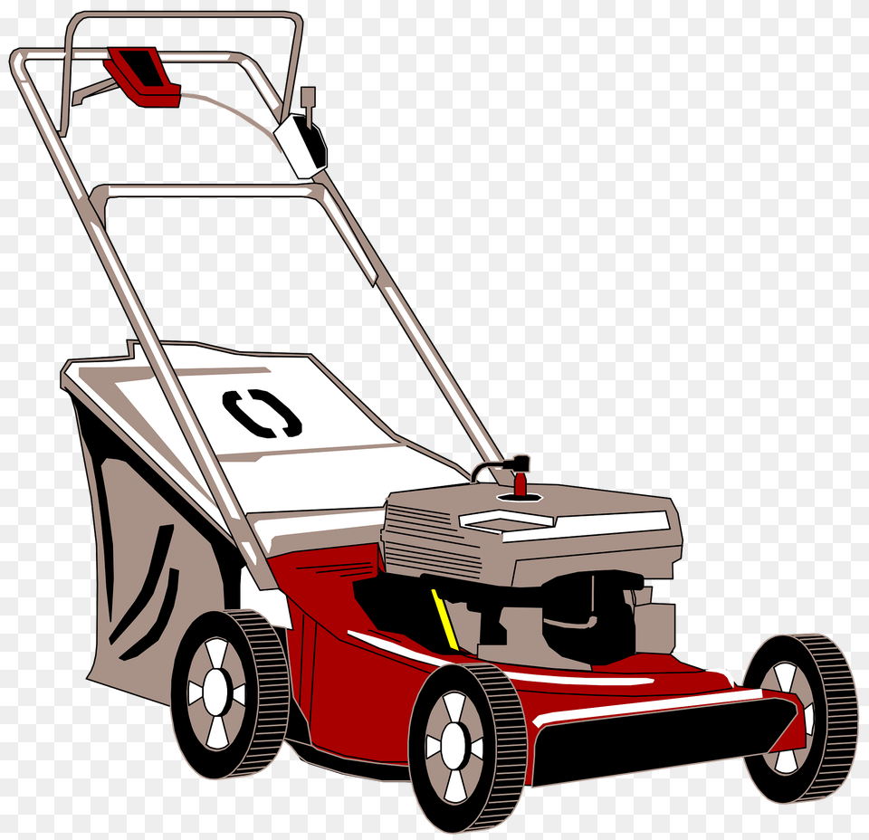 Red Push Lawn Mower Clipart, Device, Grass, Plant, Lawn Mower Png