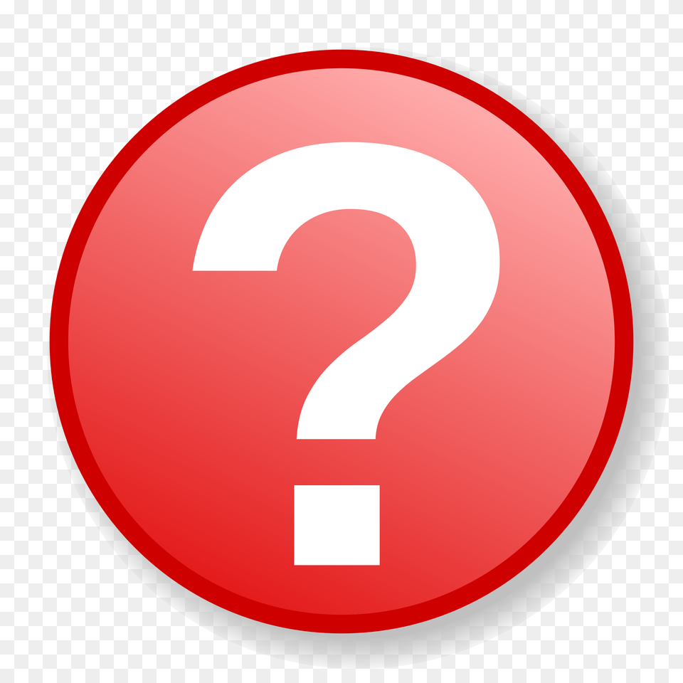 Red Question Icon With Gradient Background, Sign, Symbol, Disk, Text Png Image