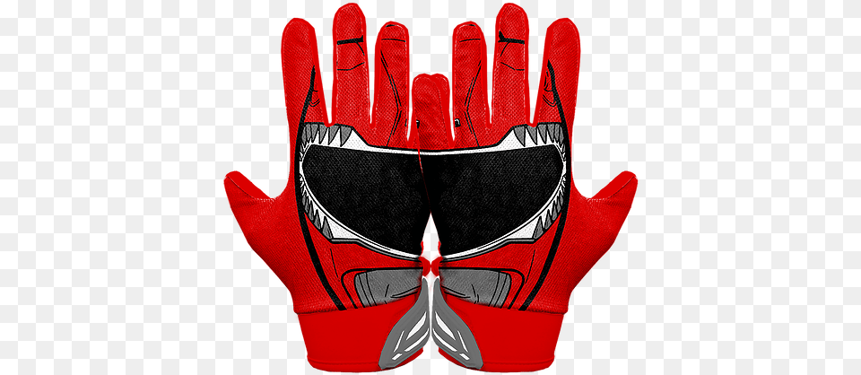 Red Ranger Football Gloves Power Rangers Football Gloves, Baseball, Baseball Glove, Clothing, Glove Free Png