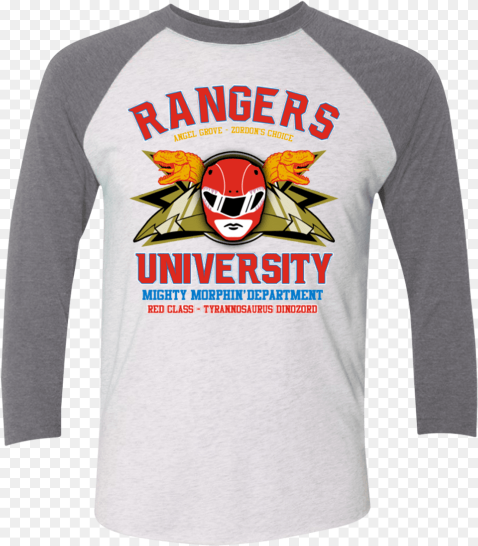 Red Ranger Triblend 34 Sleeve Next Level Unisex Tri Blend 34 Sleeve Raglan, Clothing, Long Sleeve, Shirt, T-shirt Free Png Download