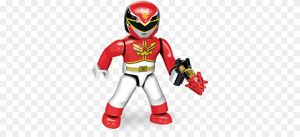 Red Ranger With Mega Blaster W Red Dragon Mega Bloks 5636 Power Rangers Megaforce Micro Action, Helmet, Baby, Person Png