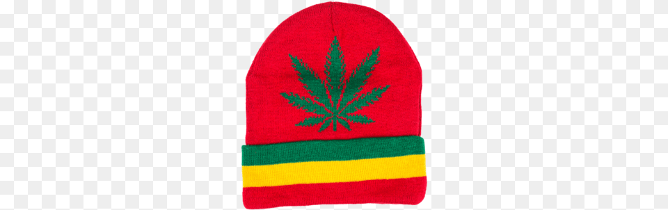 Red Rasta Weed Leaf Beanie Everythingfor420 Knit Cap, Clothing, Hat, Plant Free Png