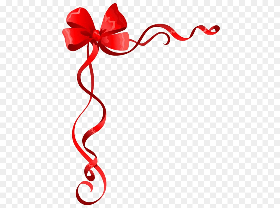 Red Ribbon Border Clipart Christmas Ribbon, Rose, Plant, Flower, Petal Free Png Download