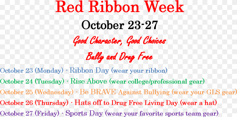 Red Ribbon Week Flyer Orange, Text Png