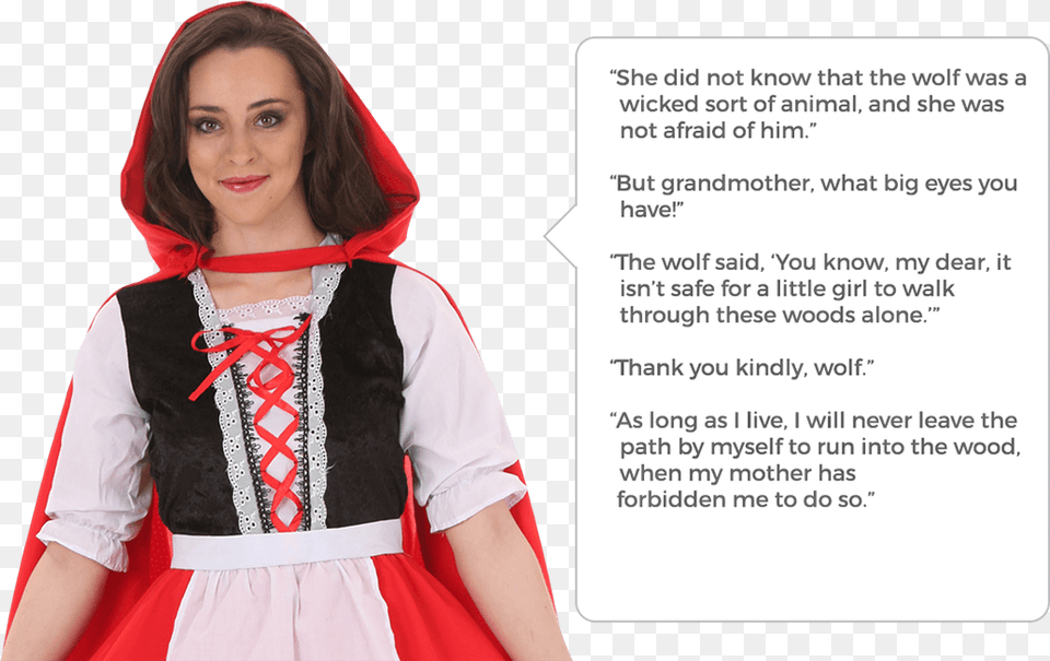 Red Riding Hood Quotes Cute Captions For Little Red Riding Hood, Clothing, Adult, Person, Female Png