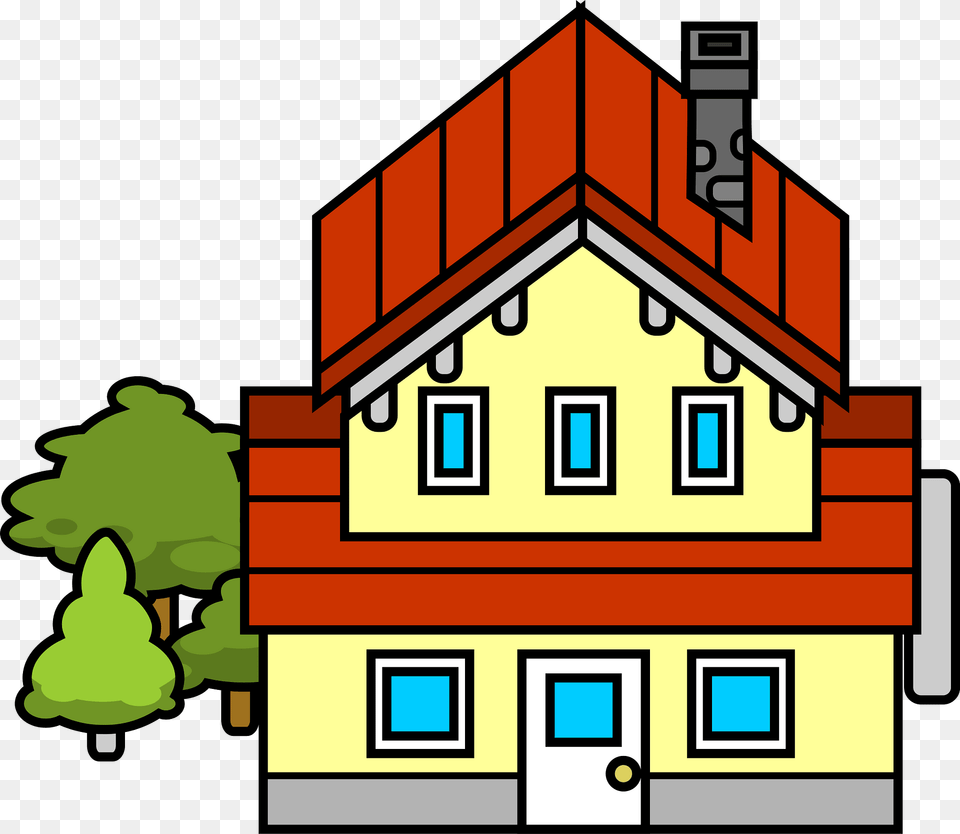 Red Roof Yellow House Clipart, Architecture, Neighborhood, Housing, Cottage Png Image