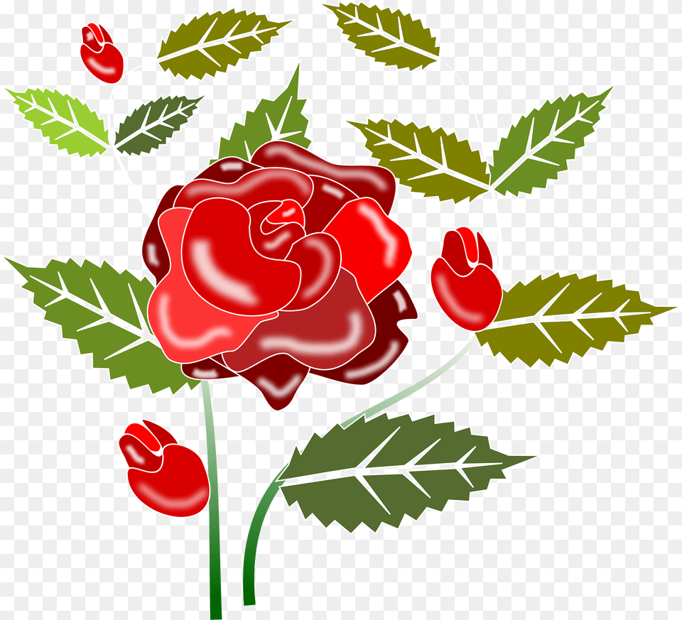 Red Rose And Leaf Design Clipart, Plant, Flower, Art, Graphics Png