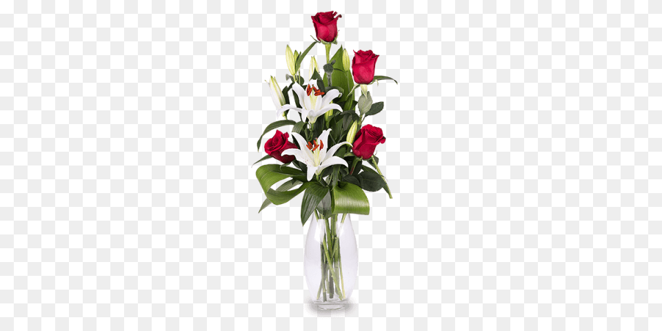 Red Rose And White Lily Bouquet, Flower, Flower Arrangement, Flower Bouquet, Plant Free Png Download