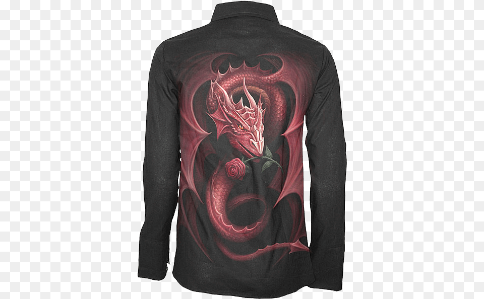 Red Rose Dragon Womens Gothic Workshirt, Clothing, Coat, Sleeve, Jacket Png