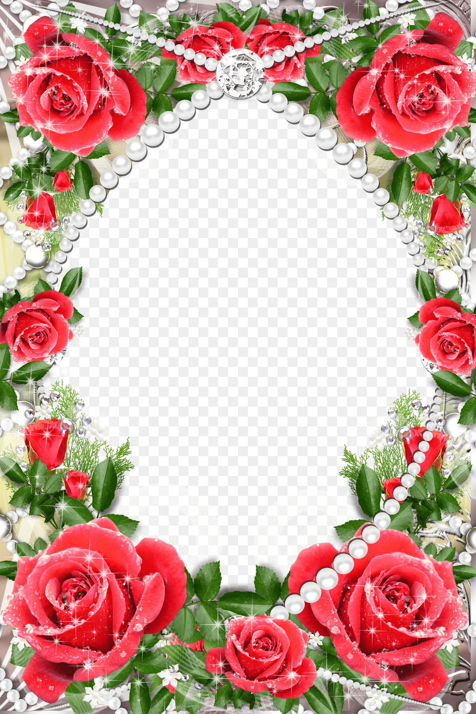 Red Rose Flower Border Design Png Image