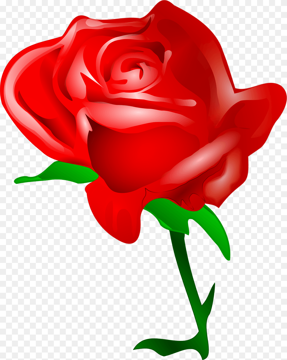 Red Rose On The Stem Clipart, Flower, Plant, Dynamite, Weapon Free Png