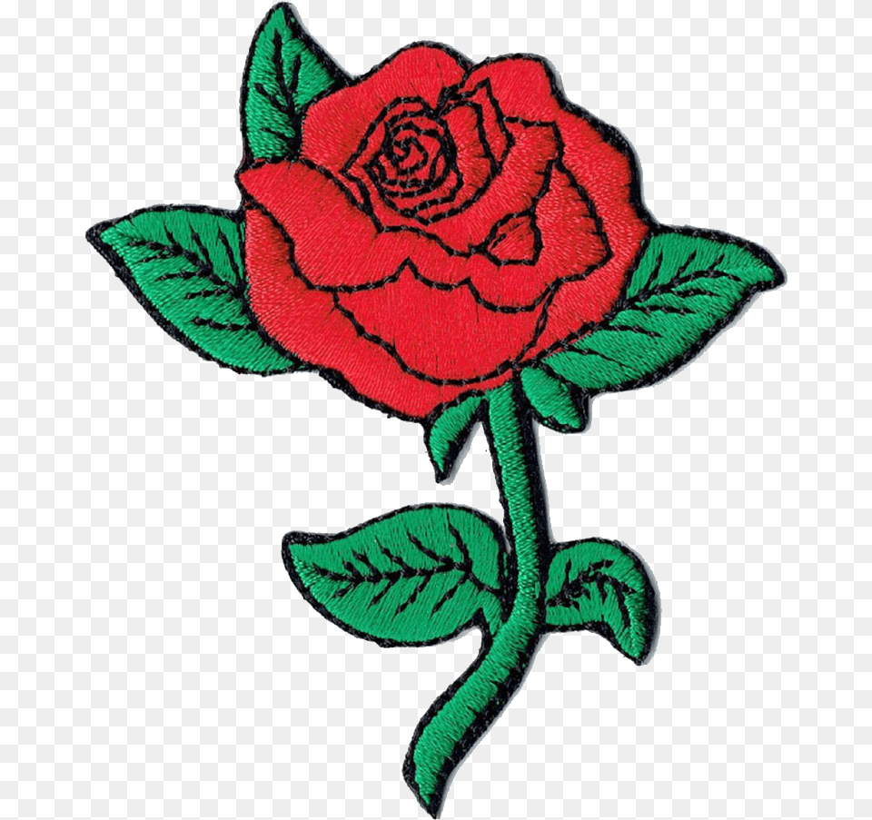 Red Rose Stickers Stick Tumblr Art Hannah Freetoedi Red Rose In Clothes, Flower, Pattern, Plant, Embroidery Free Png Download