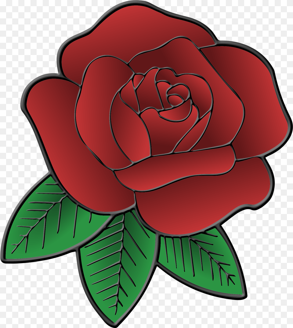 Red Rose With Leaves Free Svg Rose Flower Drawing, Plant, Dynamite, Weapon Png