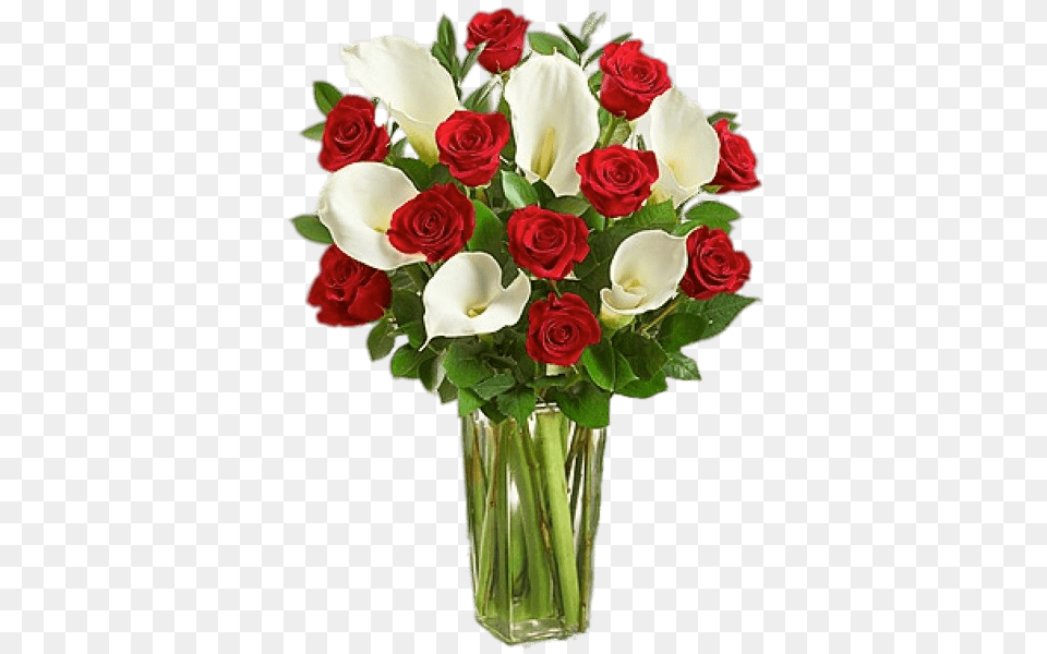 Red Roses And White Calla Lillies Bouquet, Rose, Flower, Flower Arrangement, Flower Bouquet Free Png Download