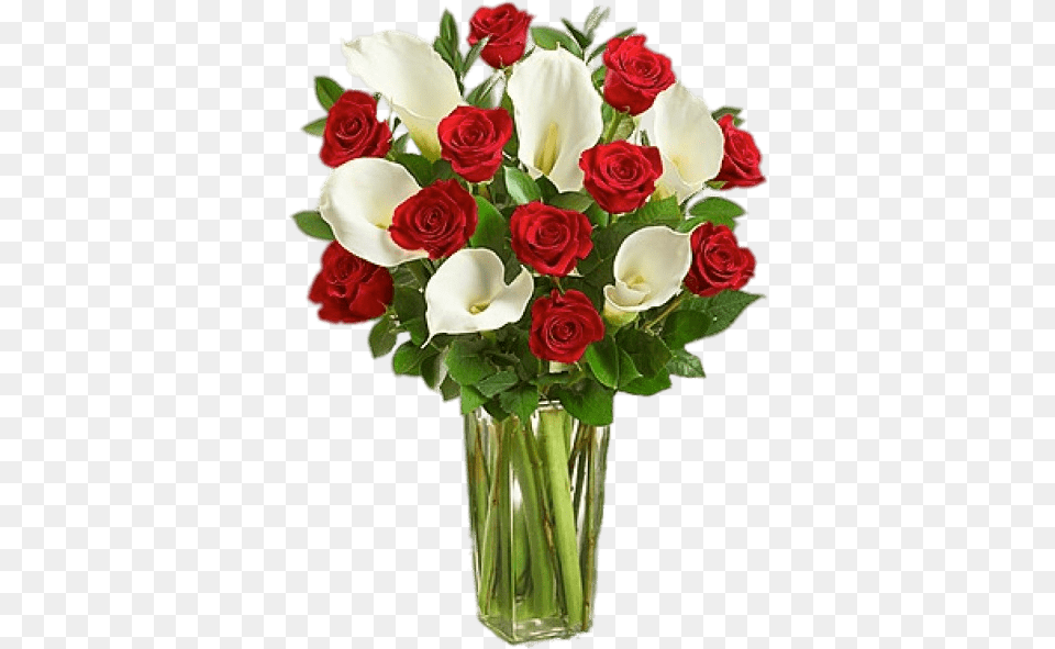 Red Roses And White Calla Lillies Bouquet Calla Lily And Roses Bouquet, Rose, Flower, Flower Arrangement, Flower Bouquet Png