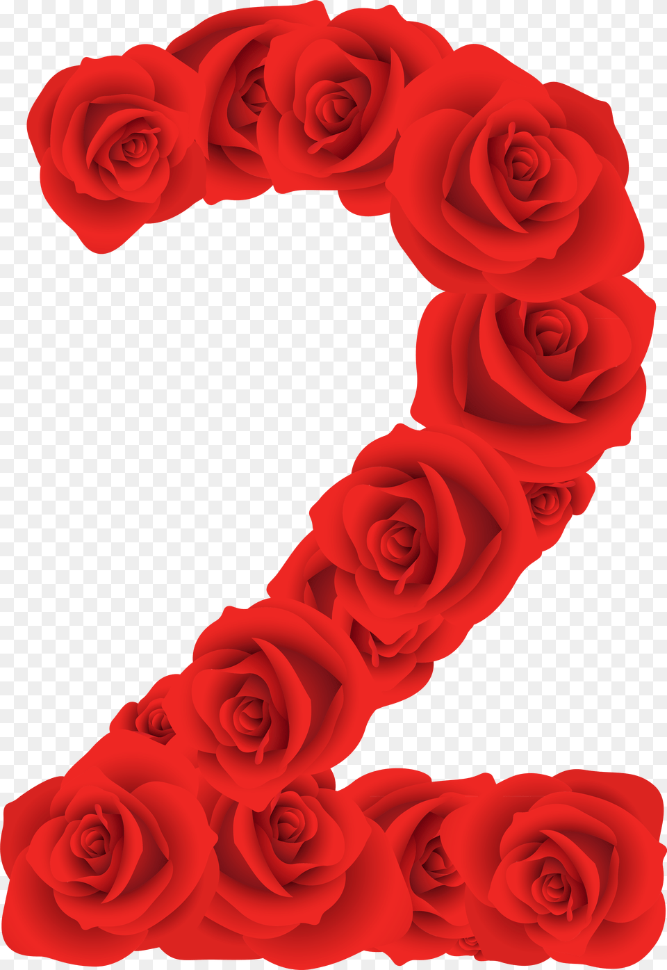 Red Roses Number Two Clipart Image Rose Number, Flower, Plant, Petal Free Png