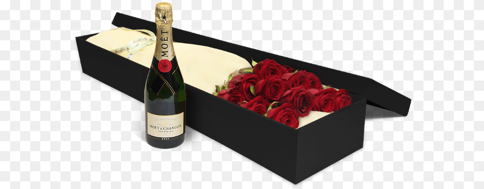 Red Roses With Moet Champagne, Alcohol, Wine, Rose, Plant Png