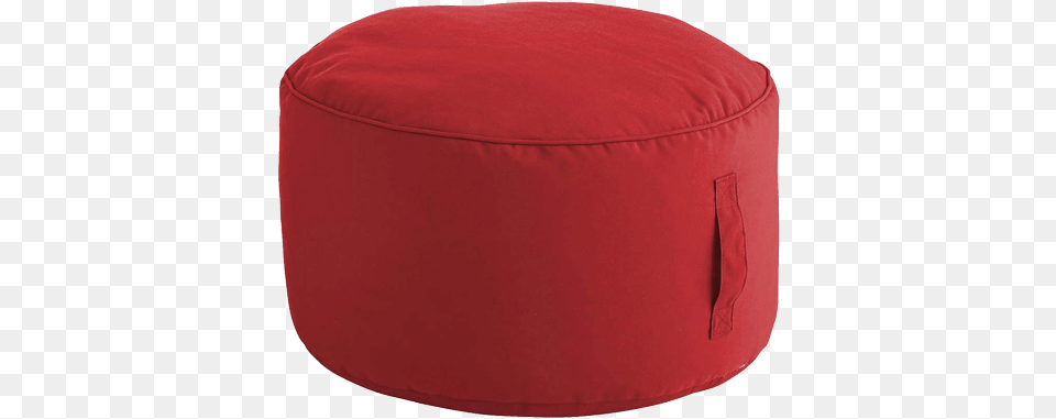 Red Round Ottoman With Plush Cushioning Bean Bag Chair, Furniture Png Image