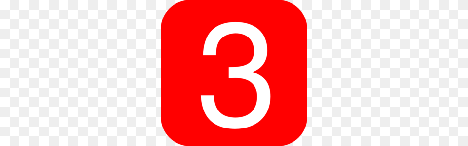 Red Rounded Square With Number 3 Md, Symbol, Text, First Aid Png