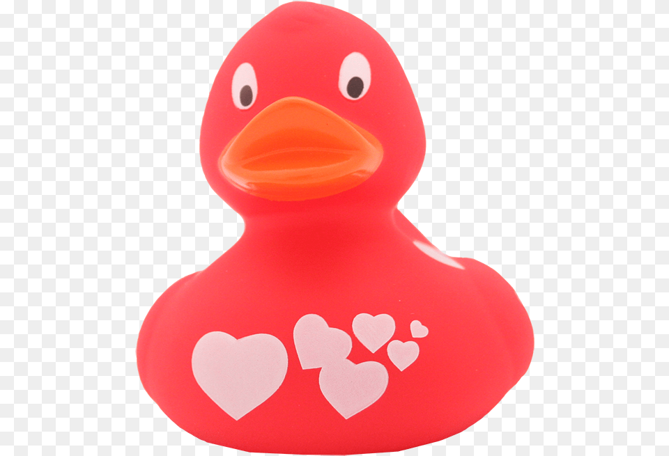 Red Rubber Duck With White Hearts By Lilalu Bath Toy, Food, Sweets Free Png