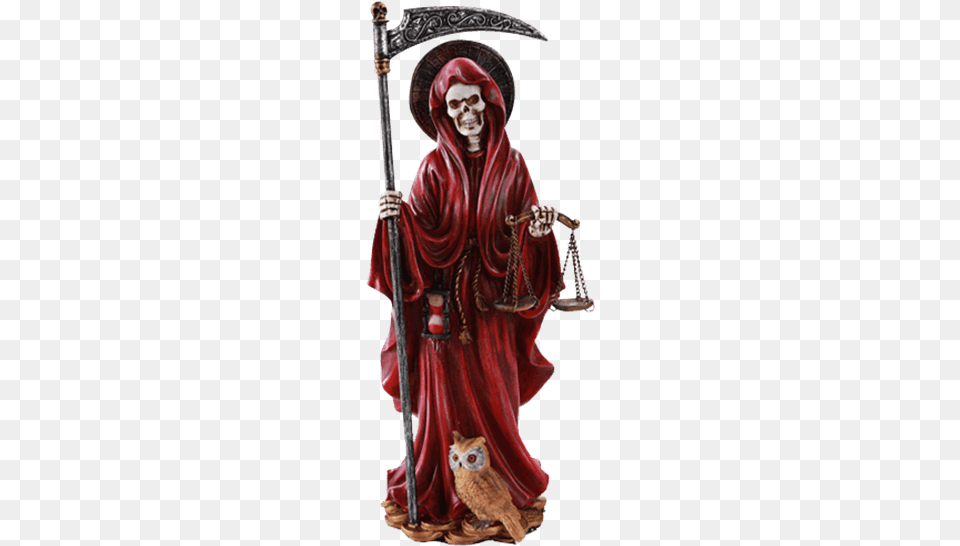 Red Santa Muerte Statue Santa Muerte Statue, Fashion, Person, Figurine, Clothing Png Image