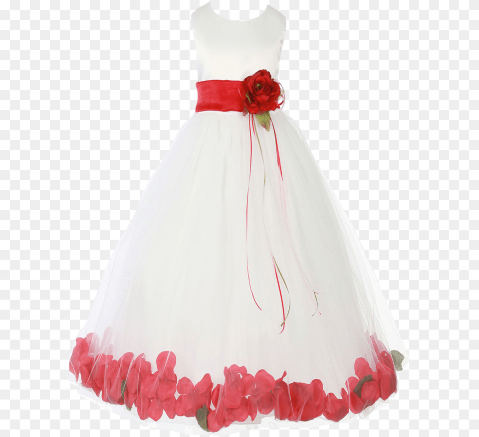 Red Satin Amp Tulle Flower Petal Dress W Sash Girl, Formal Wear, Clothing, Fashion, Gown Free Transparent Png