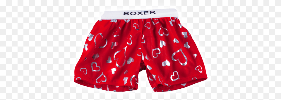 Red Satin Heart Boxer Teddy Bear Boxers Hearts Diaper, Clothing, Swimming Trunks Free Transparent Png