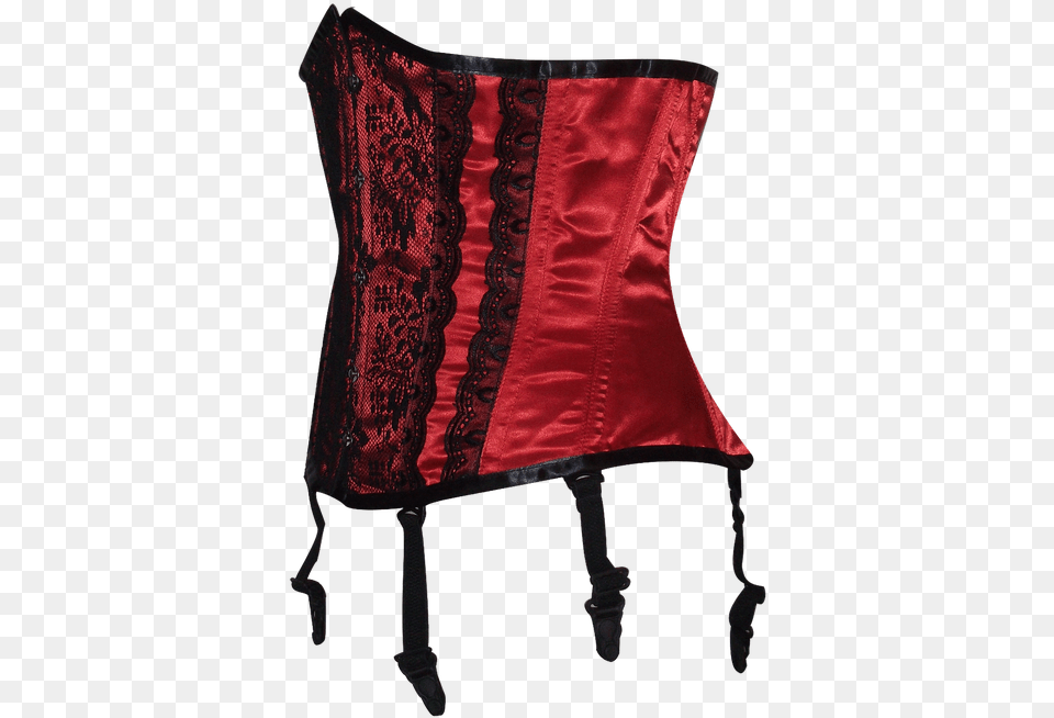 Red Satin Waist Shaper With Black Lace Detail Cushion, Clothing, Corset Png