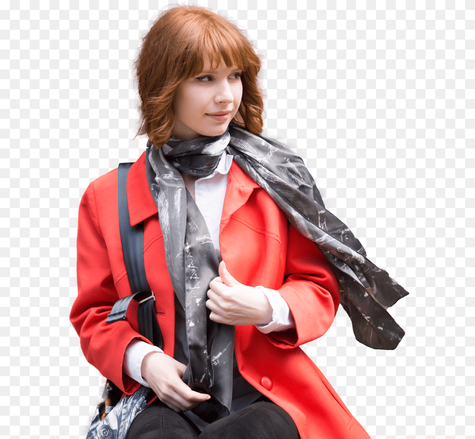 Red Scarf, Accessories, Tie, Clothing, Coat Free Transparent Png