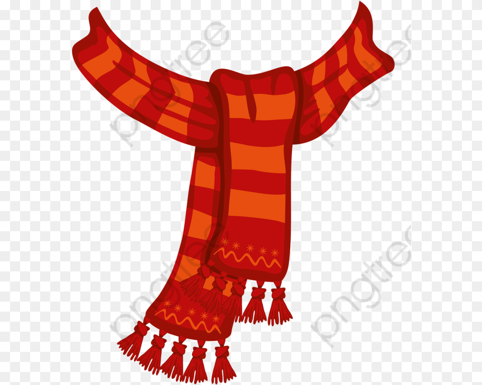 Red Scarf Scarf Red Hand Painted Transparent Scarf Clipart, Clothing, Stole, Person Free Png