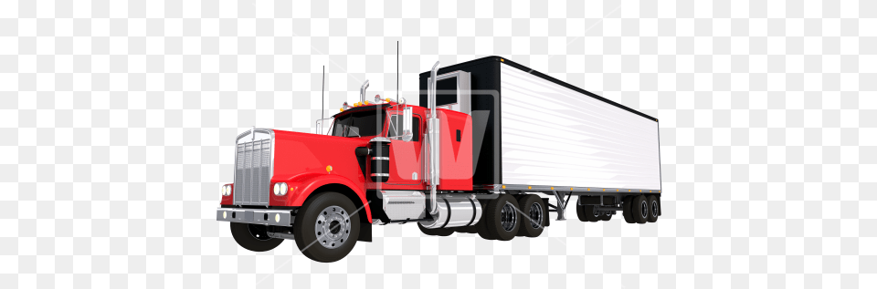 Red Semi Truck Isolated Industry, Trailer Truck, Transportation, Vehicle, Moving Van Free Png