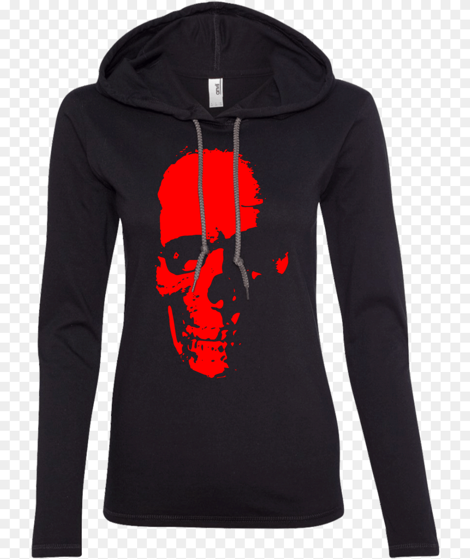 Red Skull Ladies39 Hooded Long Sleeve, Clothing, Hood, Hoodie, Knitwear Free Png