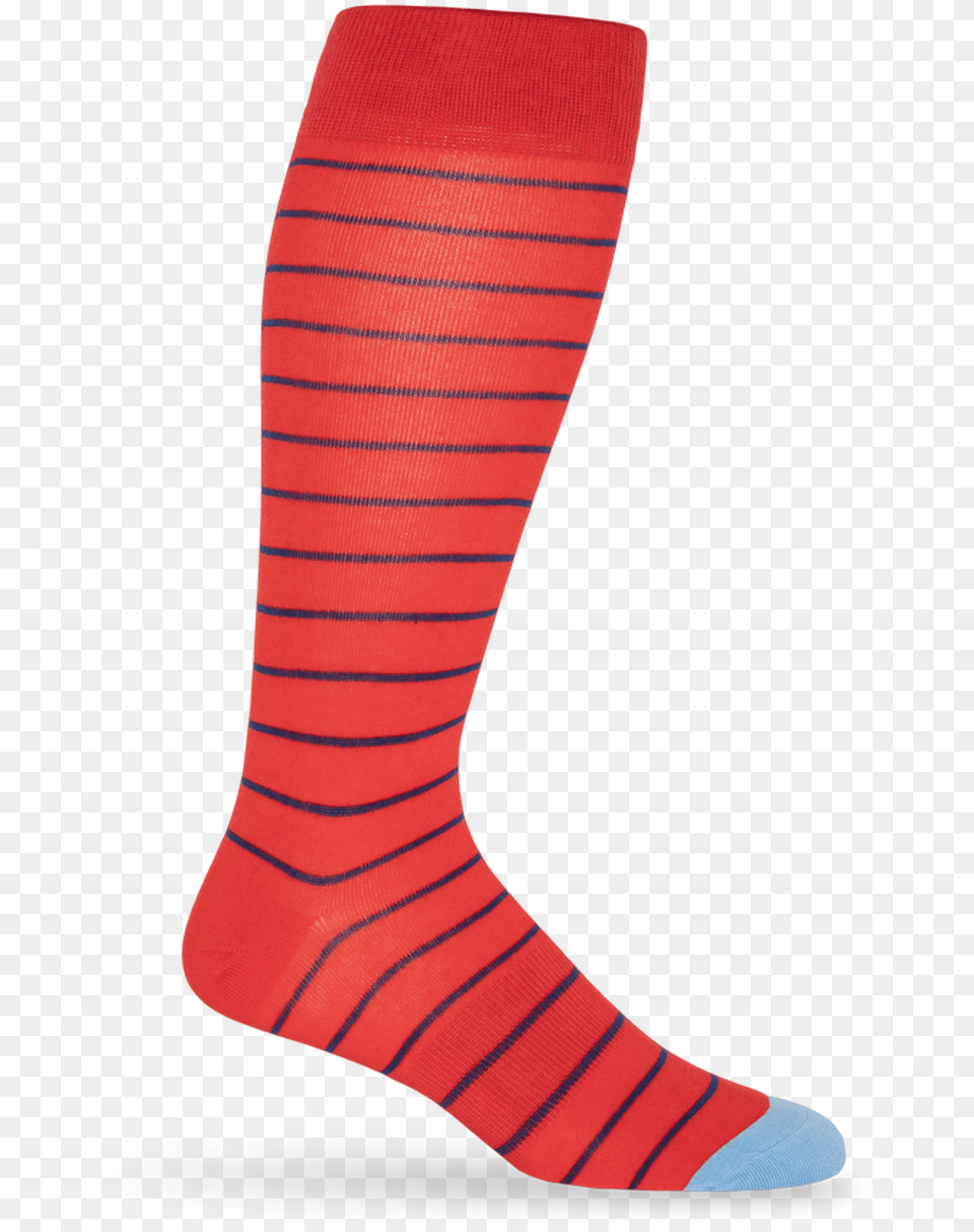 Red Sock With Navy Blue Stripes, Clothing, Hosiery, Footwear, Shoe Free Png Download
