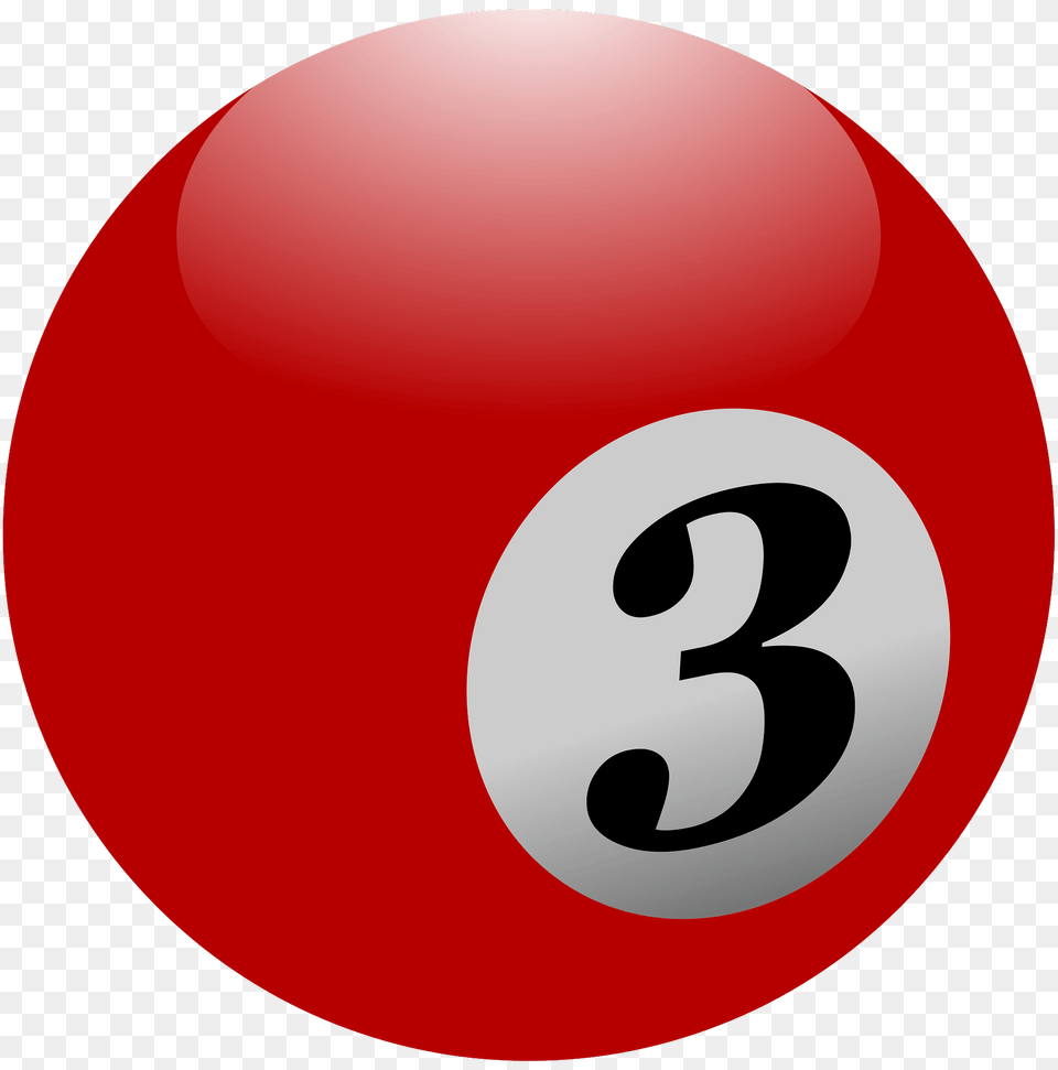 Red Solid 3 Pool Ball Clipart, Symbol, Text, Number Free Png